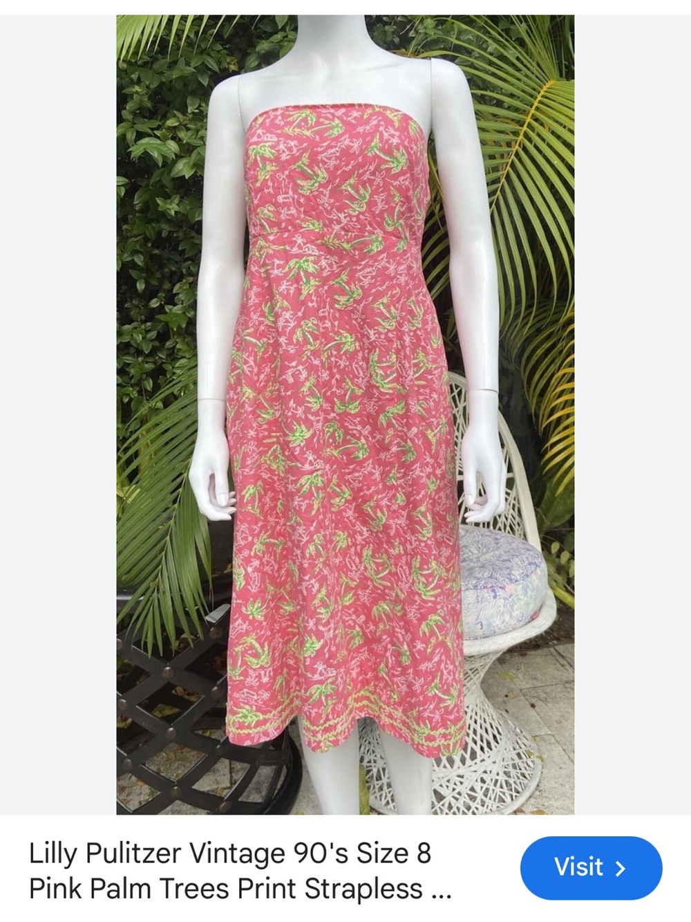 Lilly Pulitzer Pink Tropical Strapless Sundress | Size 12 - Vintage 1990’s - Picture 13 of 13